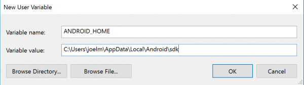 react-native-android-sdk-environment-variable-windows