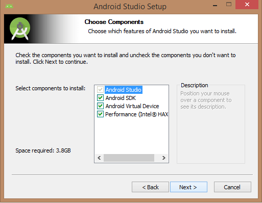 Select the components - create application